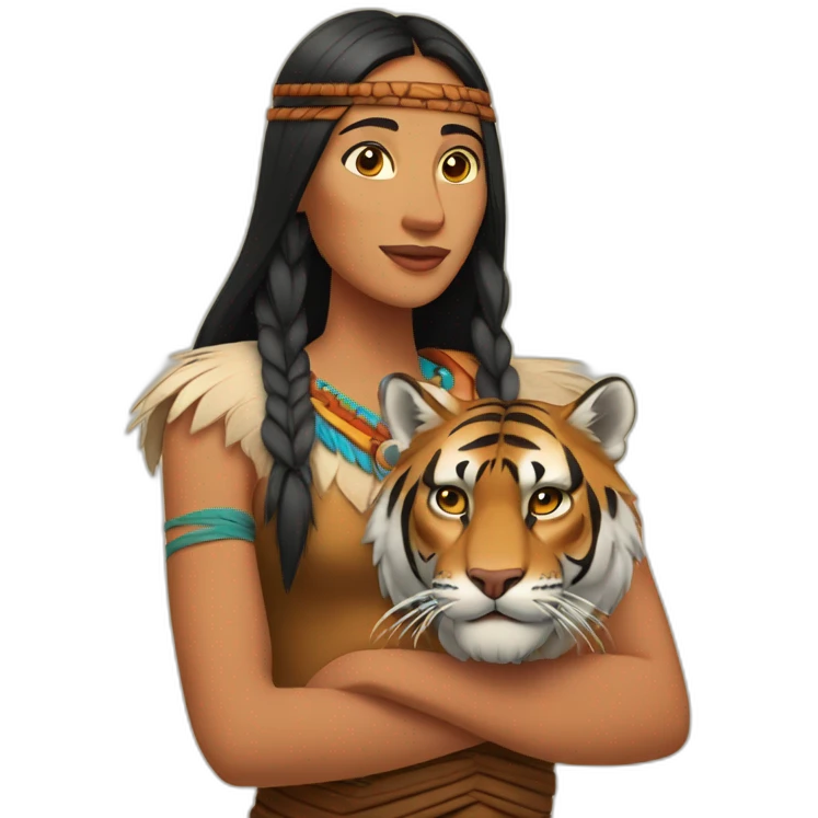 Pocahontas avec un tigre emoji