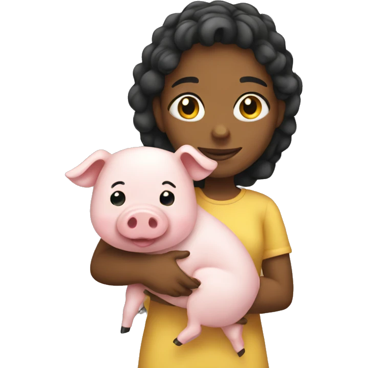 girl holding pig emoji