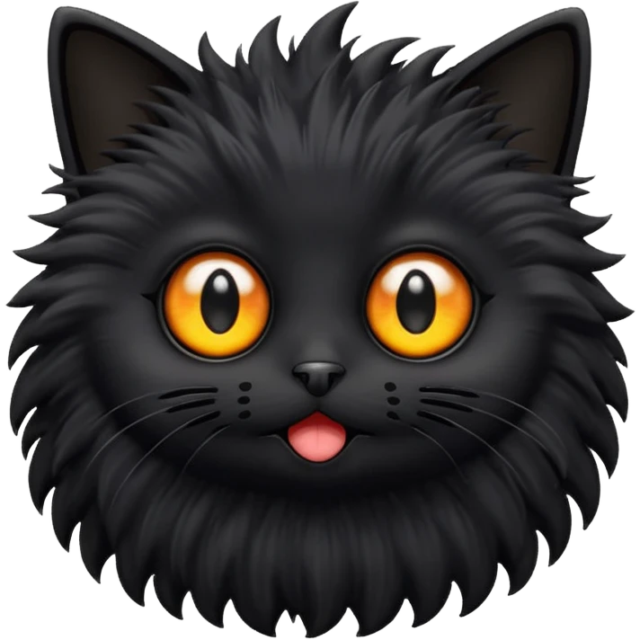 black cat with tiny feet and wide eyes resembling Ghibli soot sprites emoji