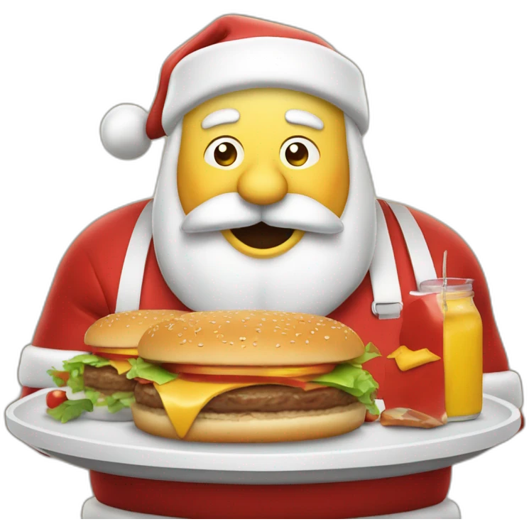 Père Noël qui mange un burger emoji