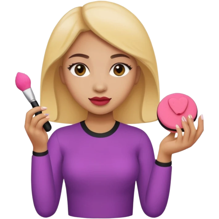 Light skin female holding makeup blush sponge in left hand  emoji