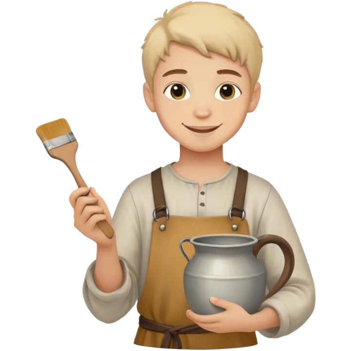 smiling painter boy 14th century with pot of paint emoji