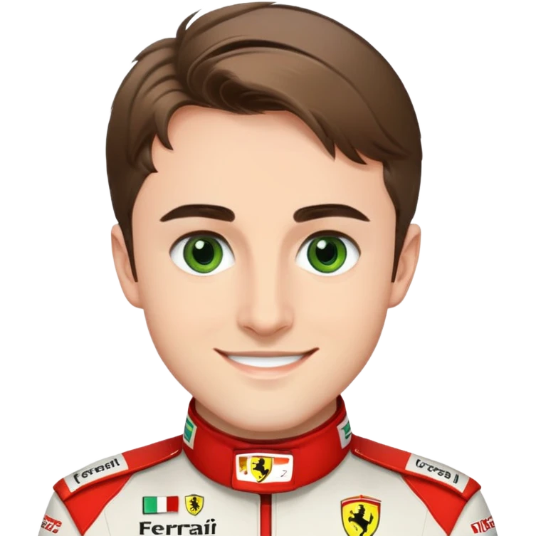 Charles Leclerc green eyes smile in Ferrari uniform emoji