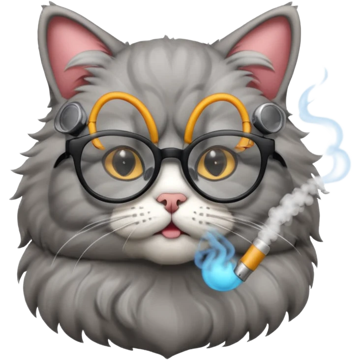 Cat vaping with glasses emoji