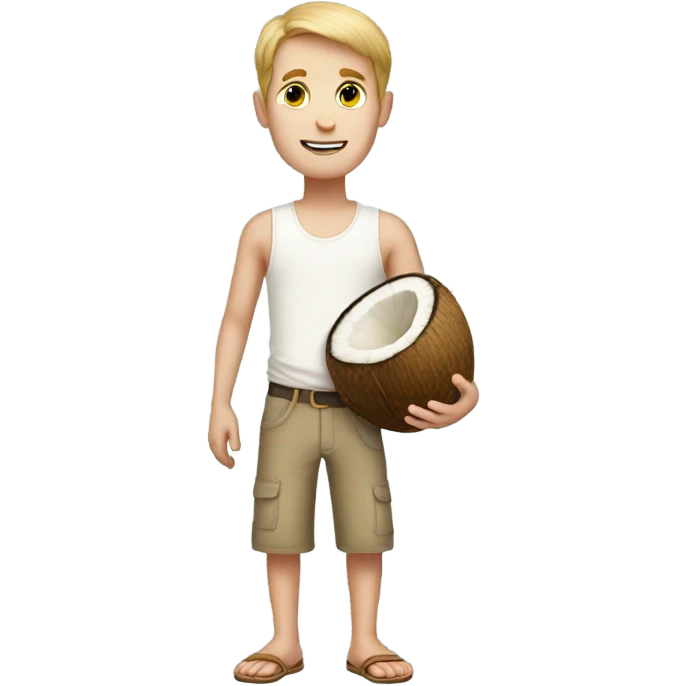 Tall white boy with coconut in hands  emoji