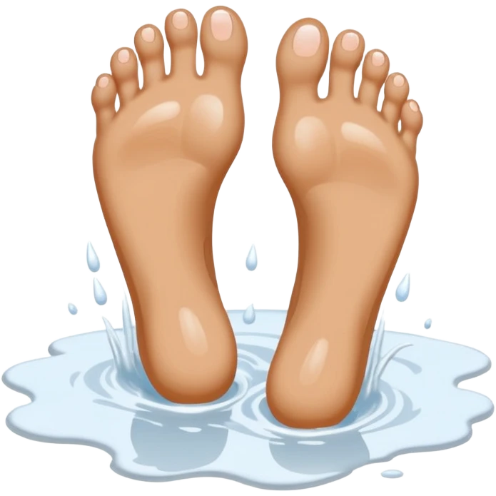 Barefeet balancing in white paint puddle emoji
