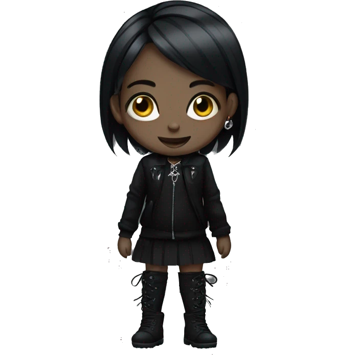 Goth girl, dressed in black, with piercings and tattoos emoji