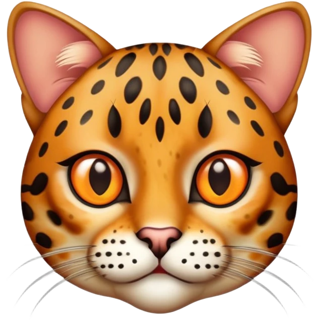 Leopard cat with spotted fur and alert expression emoji