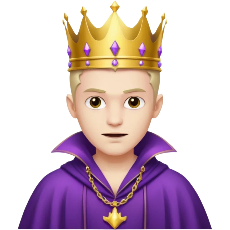 Vampire King, Young vampire king in purple robe, wearing a crown, confident smirk. emoji