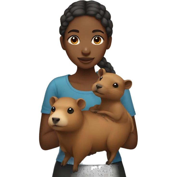 Black girl holding a capybara emoji