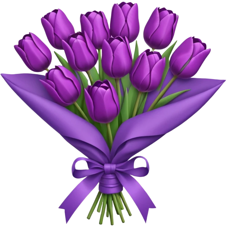 purple tulip bouquet with purple paper wrap emoji