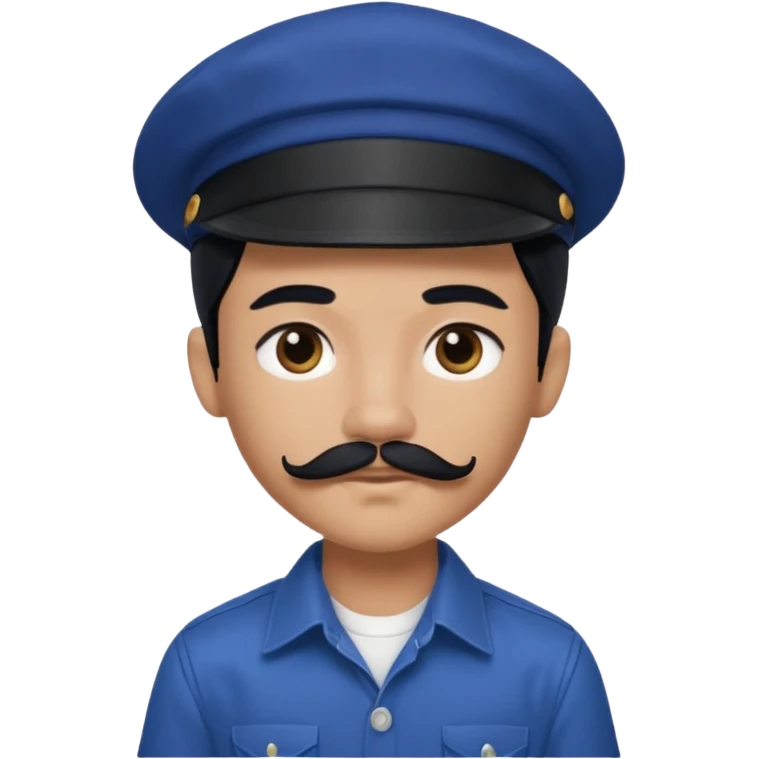 generate a fair pretty bratz boy wearing a dark blue cap and  button up shirt. Handsome

Mustache- black

hair black long emoji