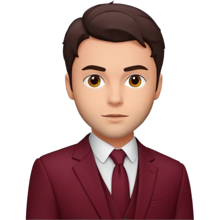 Jack Falahee with dark brown hair, maroon suit emoji