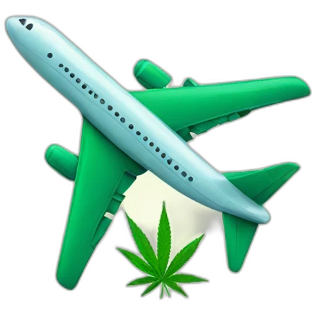 Airplane holds cannabis emoji