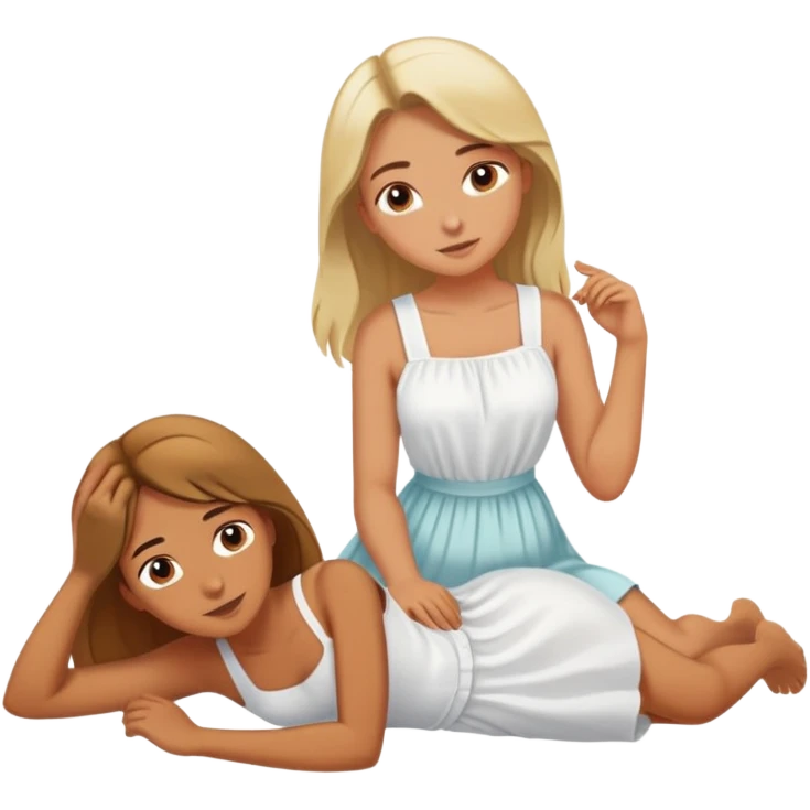 a man behind a girl that’s laying down emoji
