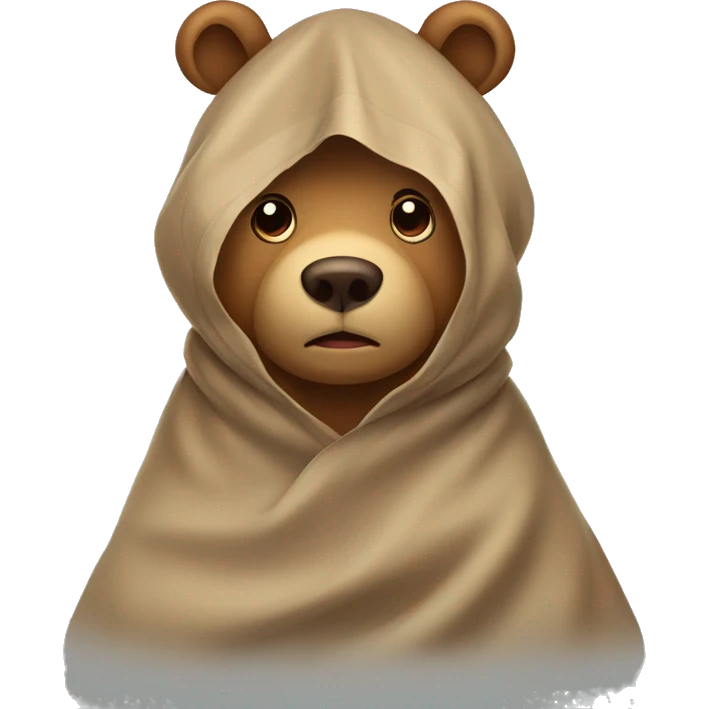 light brown bear with blanket over his head emoji
