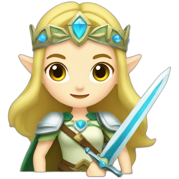 Princess Zelda with sword emoji
