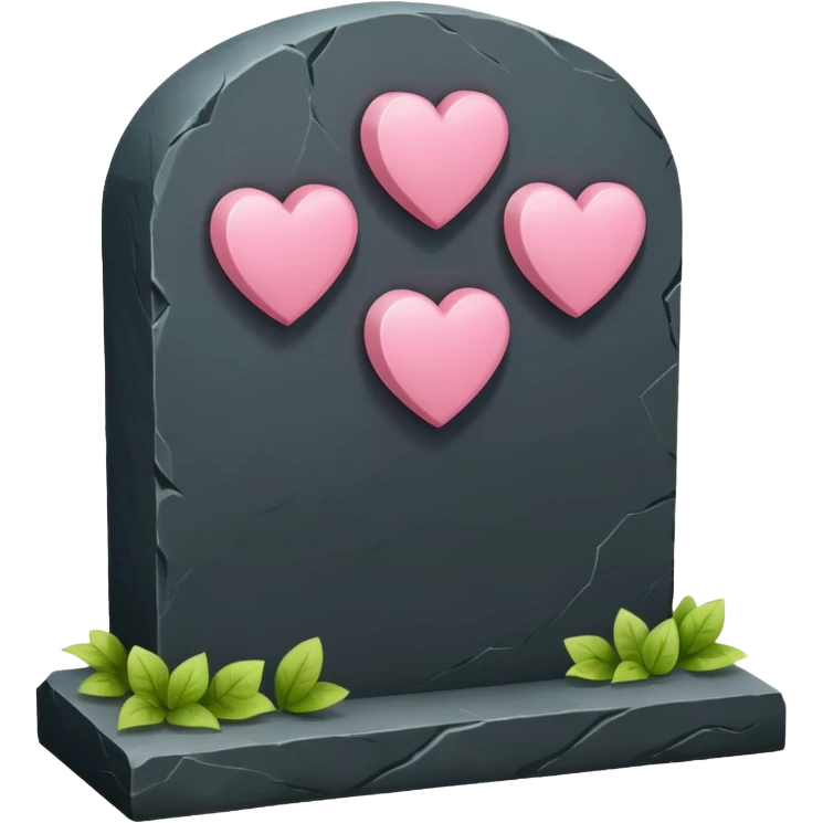 Headstone with pink hearts emoji