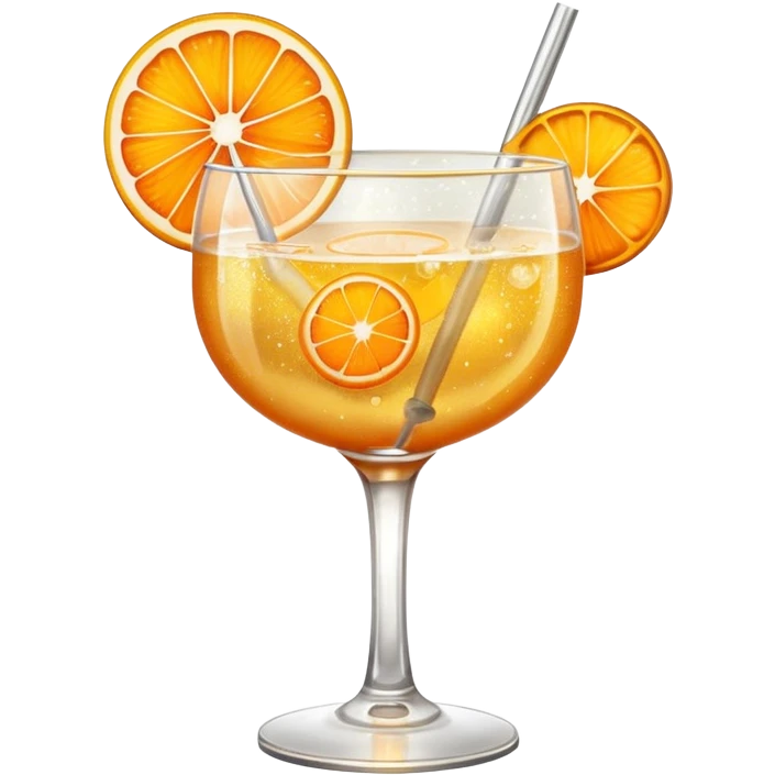 Glittery golden mocktail with orange roses emoji
