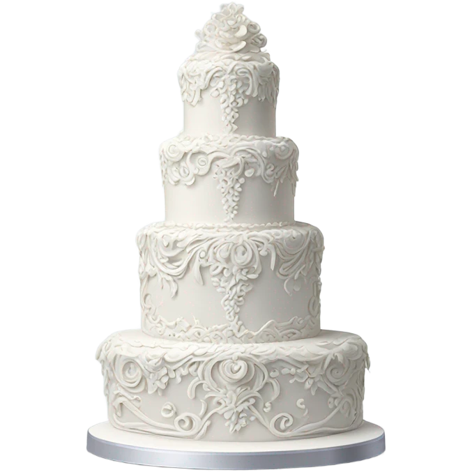 Highly detailed white rococo wedding cake emoji