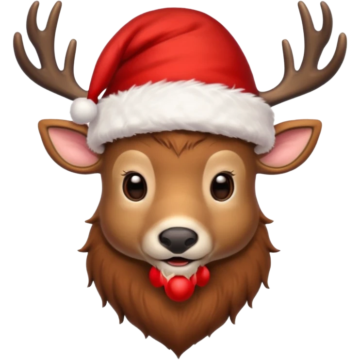 deer wearing red hat of santa claus emoji