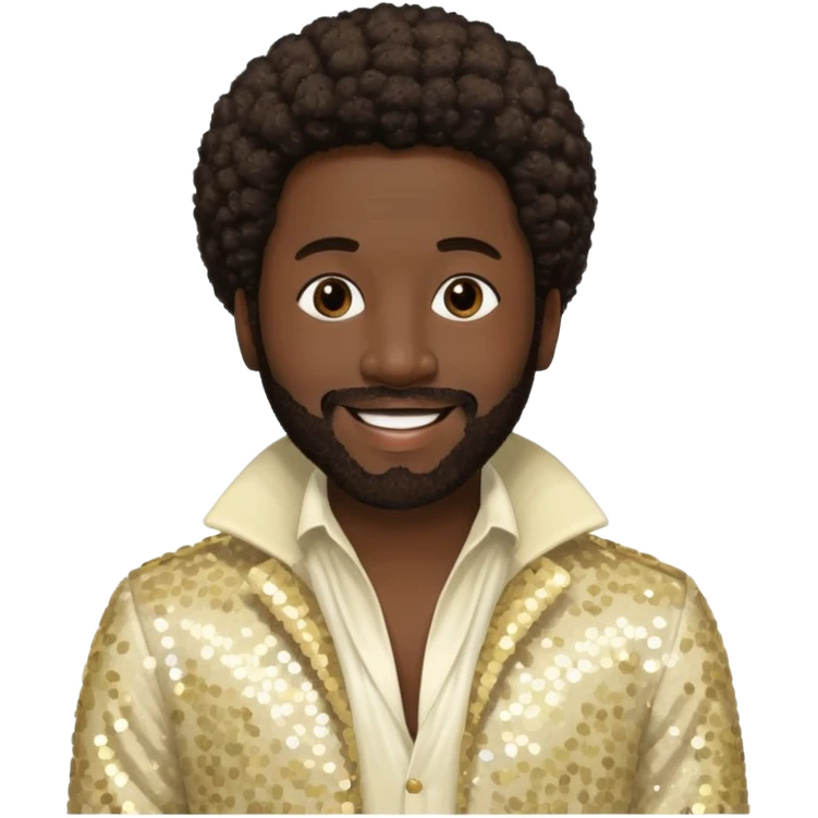 Eddie Levert from The O'Jays with dark brown afro hair, cream sequin outfit emoji