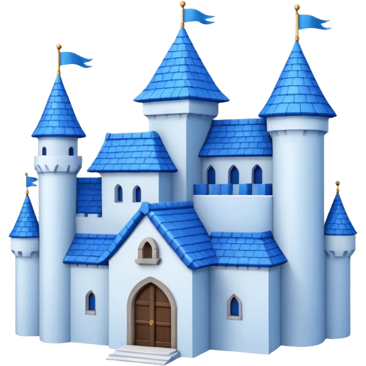  Castle like Disney with blue roof and white wall 3d with texture half rotate emoji