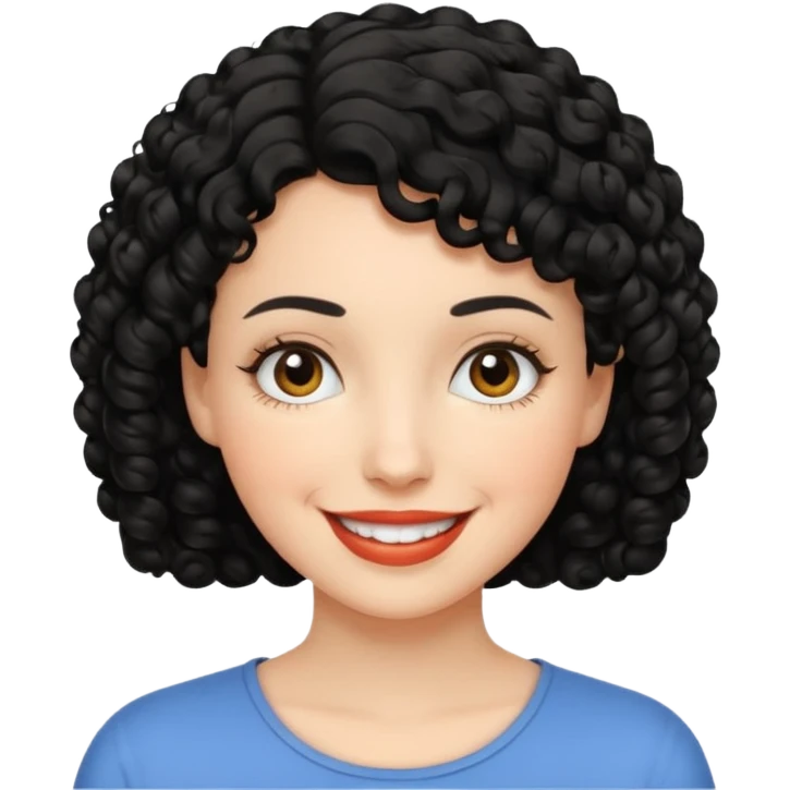 mujer blanca con cabello corto rizado negro emoji