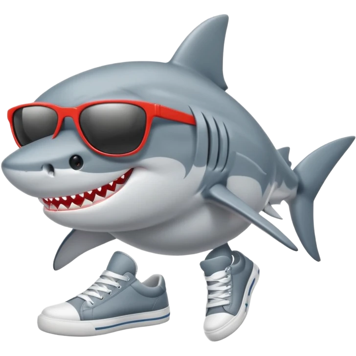 Un tiburón con tenis y gafas de sol  emoji