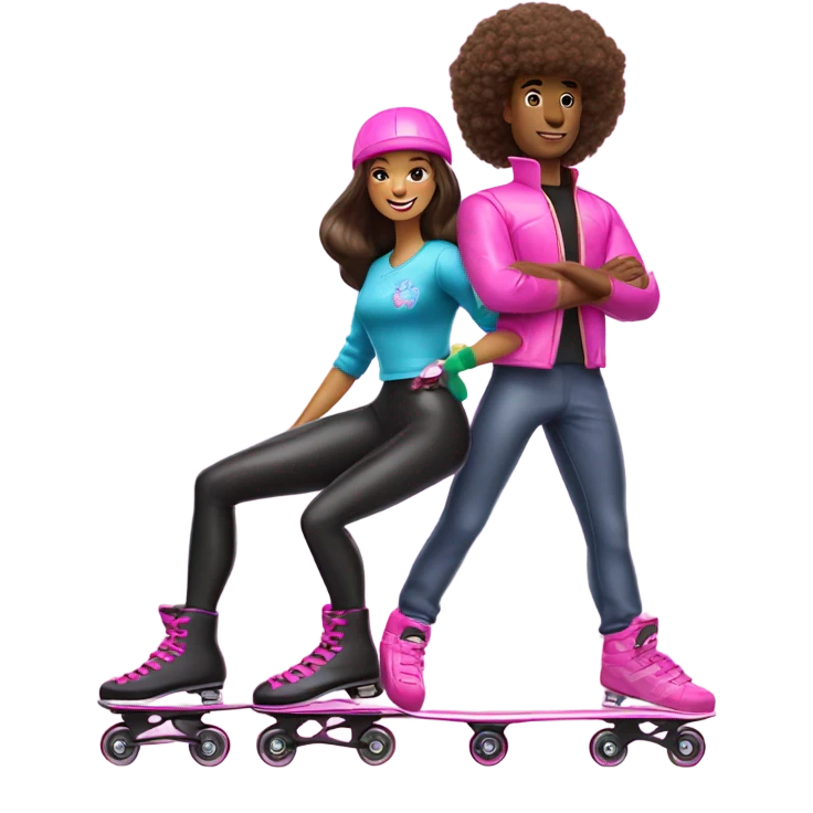 Ken and Barbie rollerblading emoji