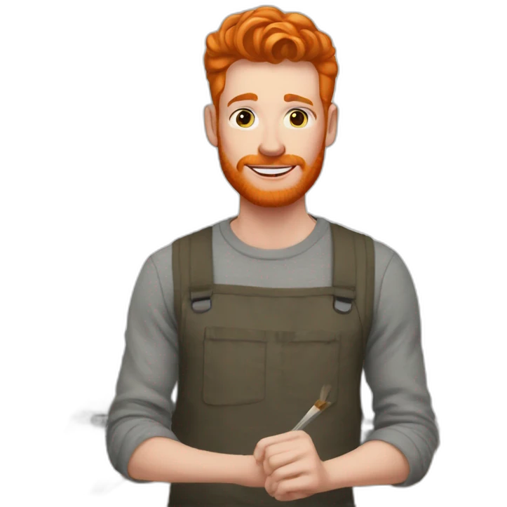 Ginger artist in his art studio emoji