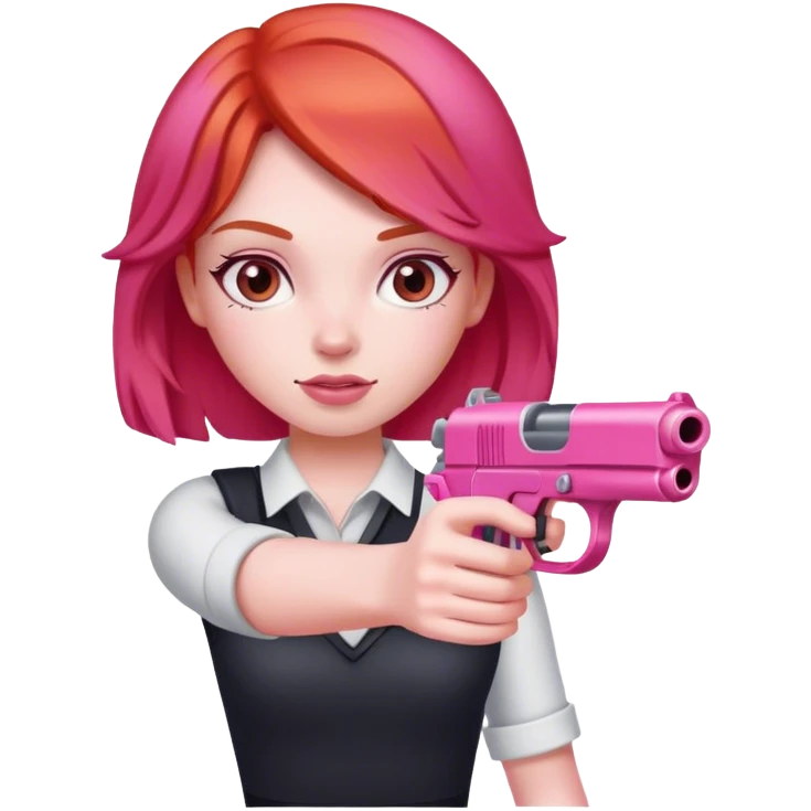 Red head girl with a pink gun emoji
