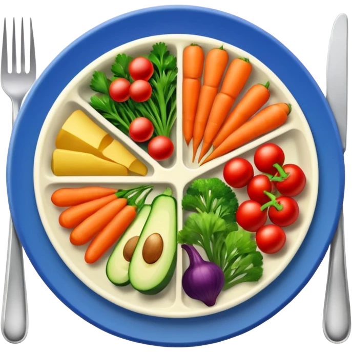 prato de comida dividido com legumes emoji