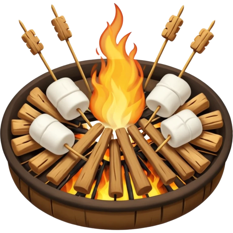 campfire, with marshmallows on skewers emoji