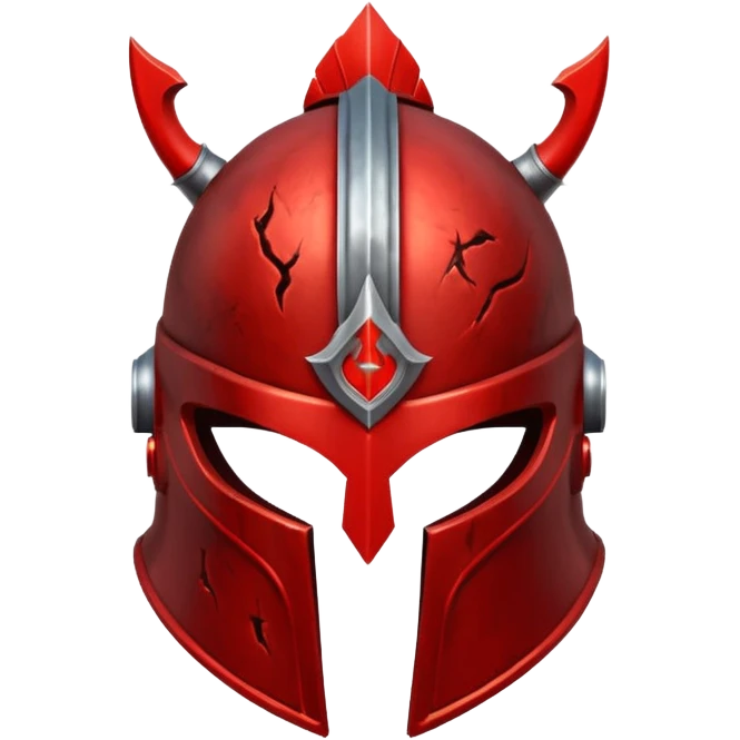 Ares legendary helmet object icon, ancient Greek helmet with glowing red runes, deep red energy glow, battle scars, epic fantasy style, 3D cartoon, mobile game icon style, centered, clean background, no text, no watermark

 emoji