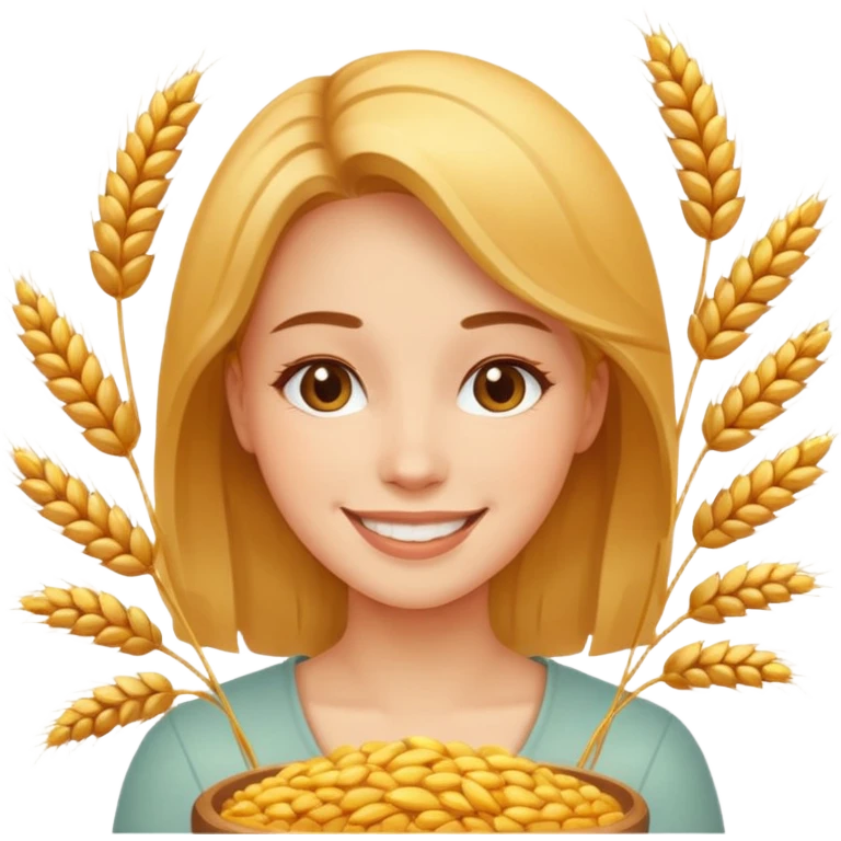 women happy satisfied with minimal wheat flying arround emoji