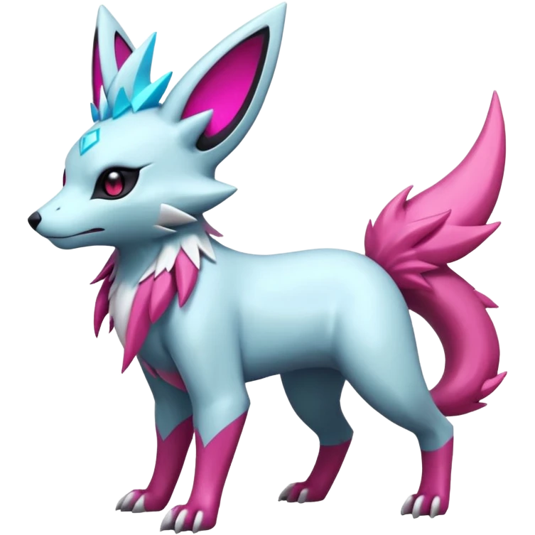 White and magenta pastel soft glossy smooth alloy divine holy legendary epic ethereal fantasy cyperpunk futuristic feral Zangoose-Manectric-Luxray-Umbreon-Vaporeon-Amaura-Electrike-fusion-creature  emoji