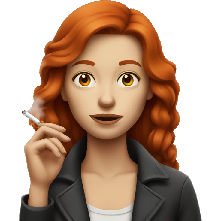 long haired redhead woman smoking emoji