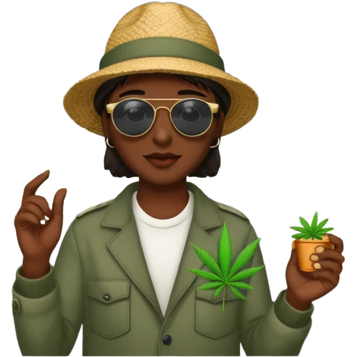 gang dealer with cannabis on a hand emoji