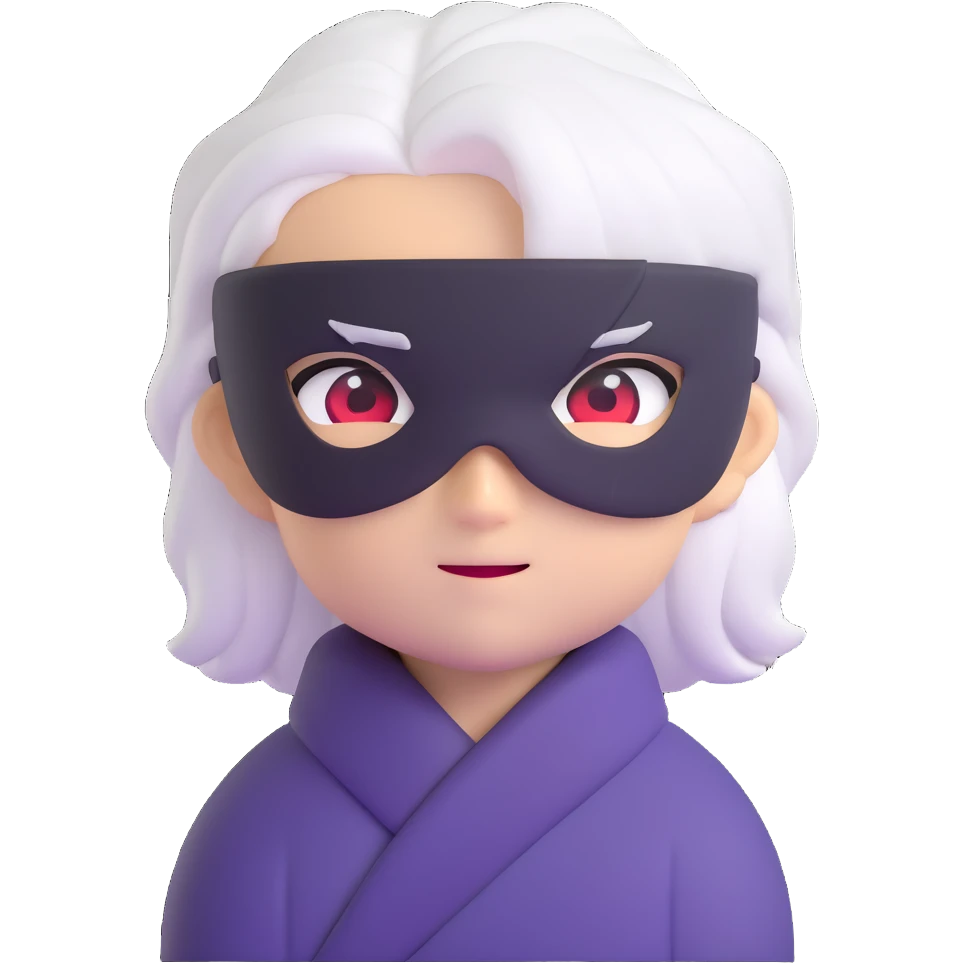 Satoru Gojo from Jujutsu Kaisen, white hair, blindfold, confident smirk, chibi face proportions, energetic expression emoji