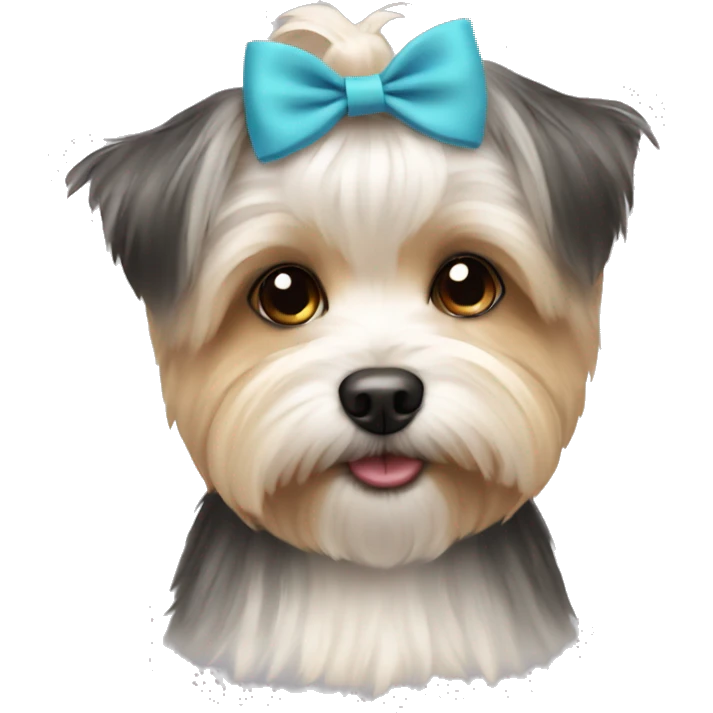 Morkie with a bow emoji