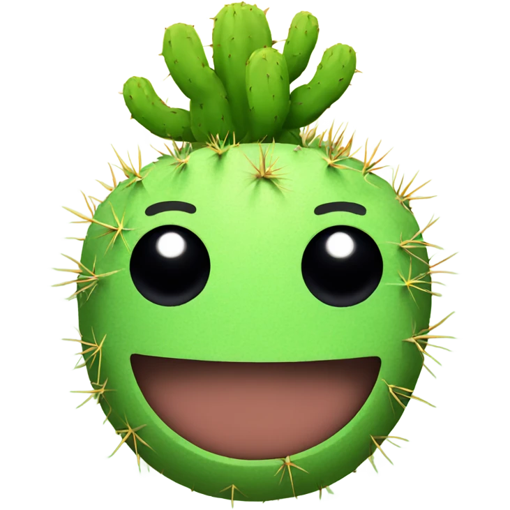 Smiley face with cactus skin emoji