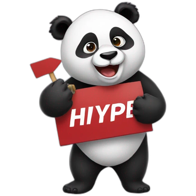Panda holding a sign that says hype emoji
