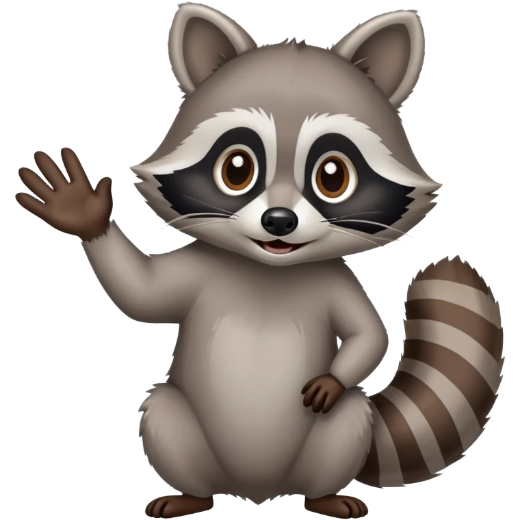 raccoon waving enthusiastically emoji