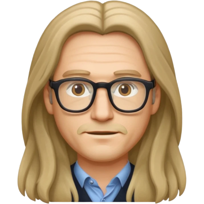 hombre con cabello largo y lentes emoji