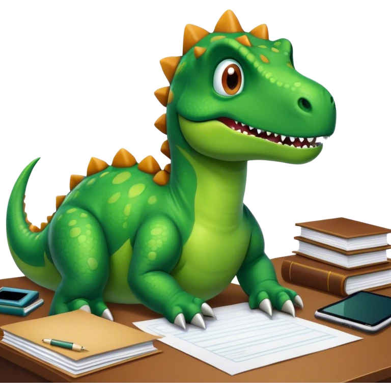 office dinosaur lying on papers emoji