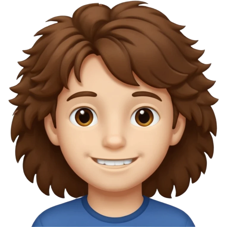 Boy with fluffy hair smiling and numbers 67 near him emoji