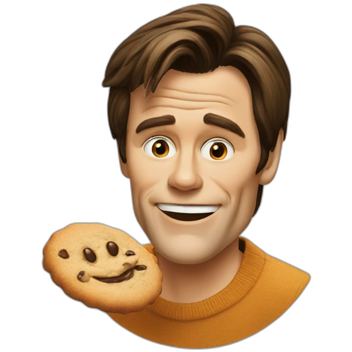 Jim Carrey eating a cookie emoji