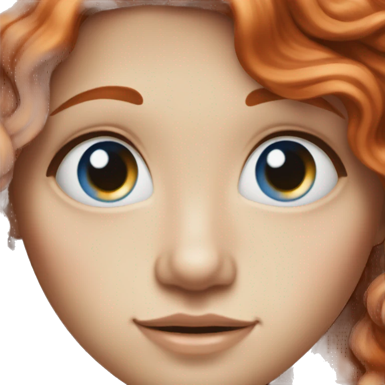 long wavy red hair, blue eyes, white skin, nose ring emoji