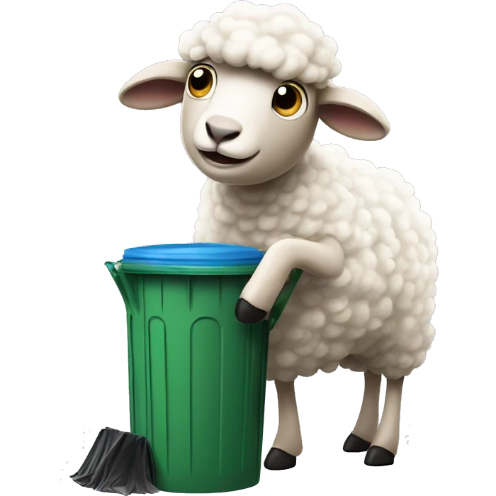 Sheep hitting trash cans  emoji